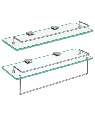 Slickblue набор из 2 настенных полок из закаленного стекла 15.7" Tempered Glass Floating Wall Shelves
