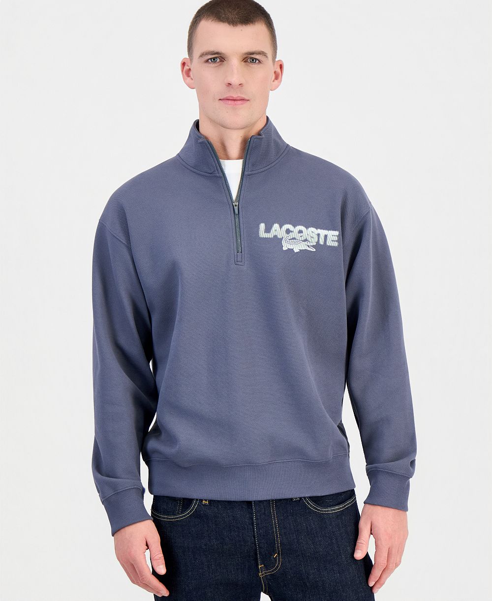 Мужской свитшот Lacoste с четвертьзастежкой классического кроя