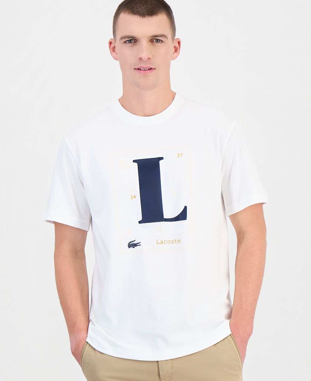 Мужская футболка Lacoste с коротким рукавом и классическим кроем, с круглым вырезом