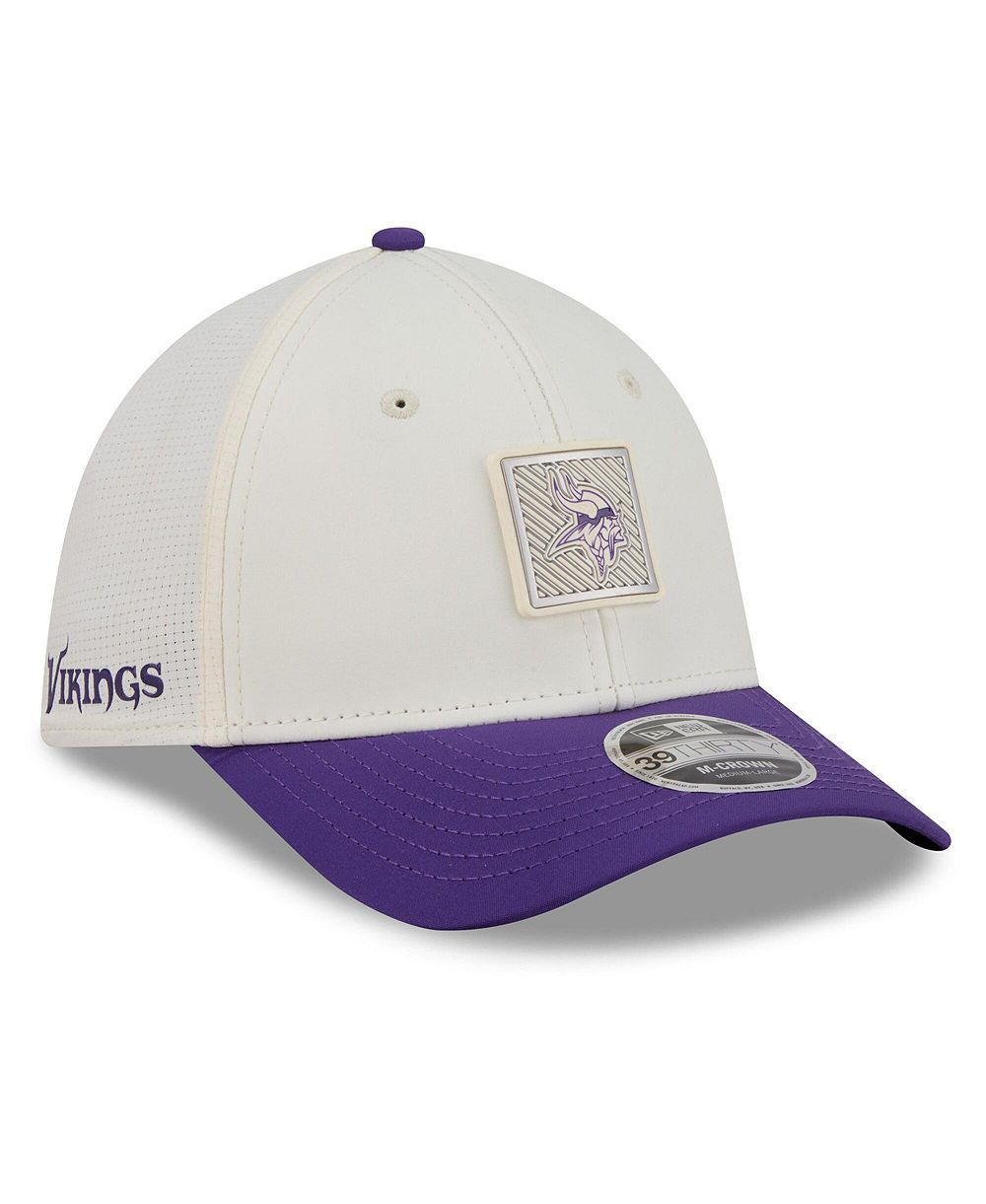 Мужская бейсболка New Era Cream/Purple Minnesota Vikings 2026 NFL Training Camp 39THIRTY Flex