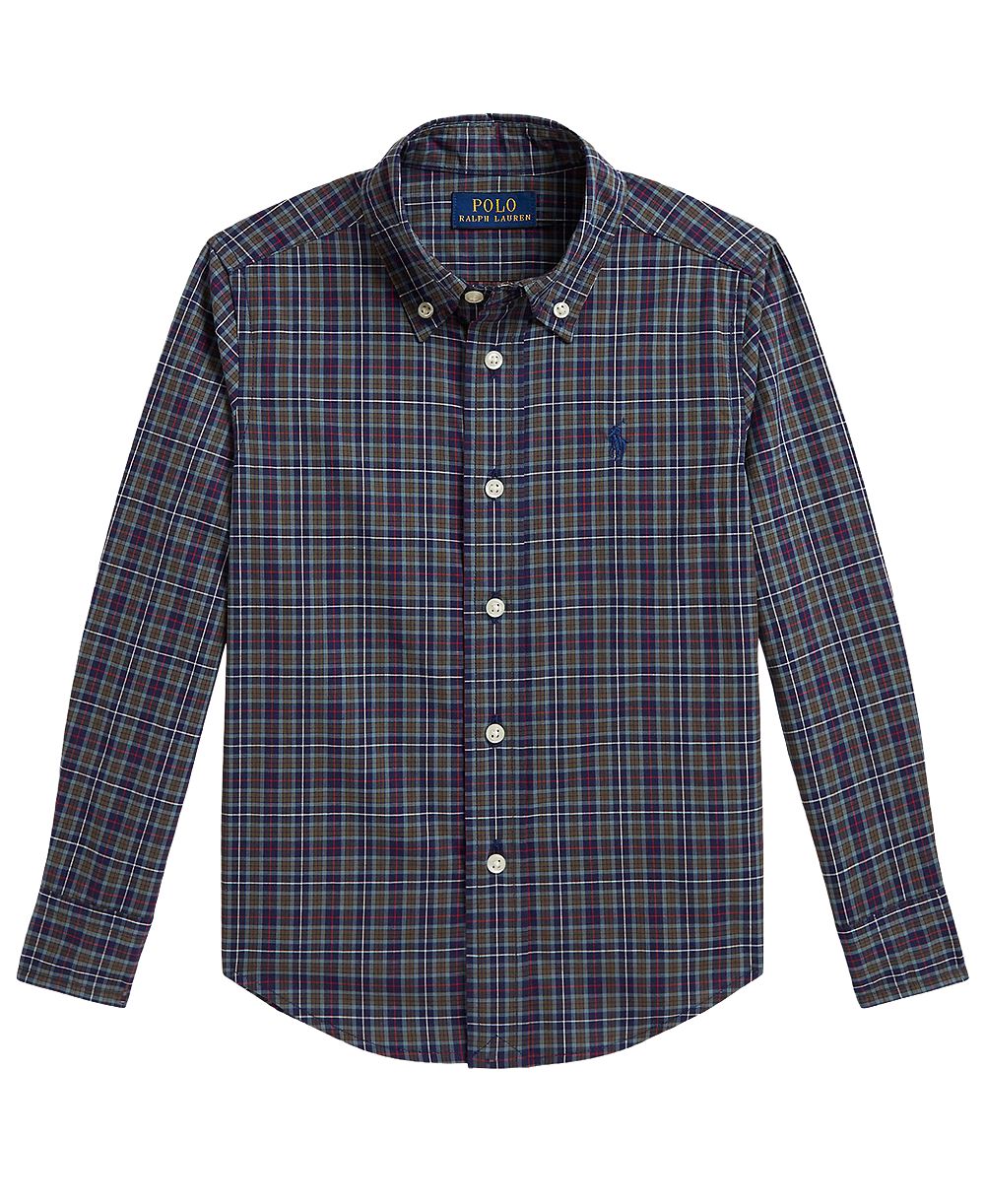 Polo Ralph Lauren рубашка из хлопкового поплина в клетку для мальчиков 2T-7