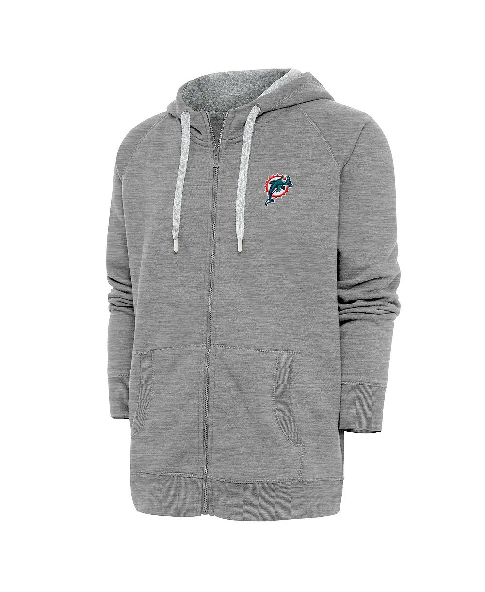 Antigua Мужское худи с молнией Heather Gray Miami Dolphins с ретро-логотипом Victory