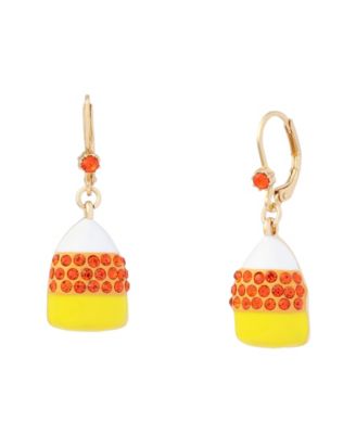 Betsey Johnson Faux-Stone Halloween Candy Corn Drop Earrings