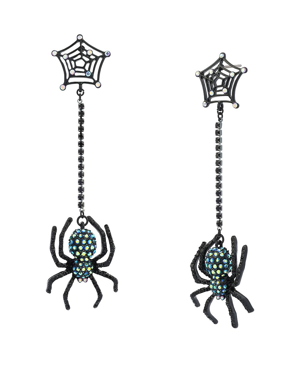 Серьги Betsey Johnson Faux-Stone Halloween Spiderweb Linear