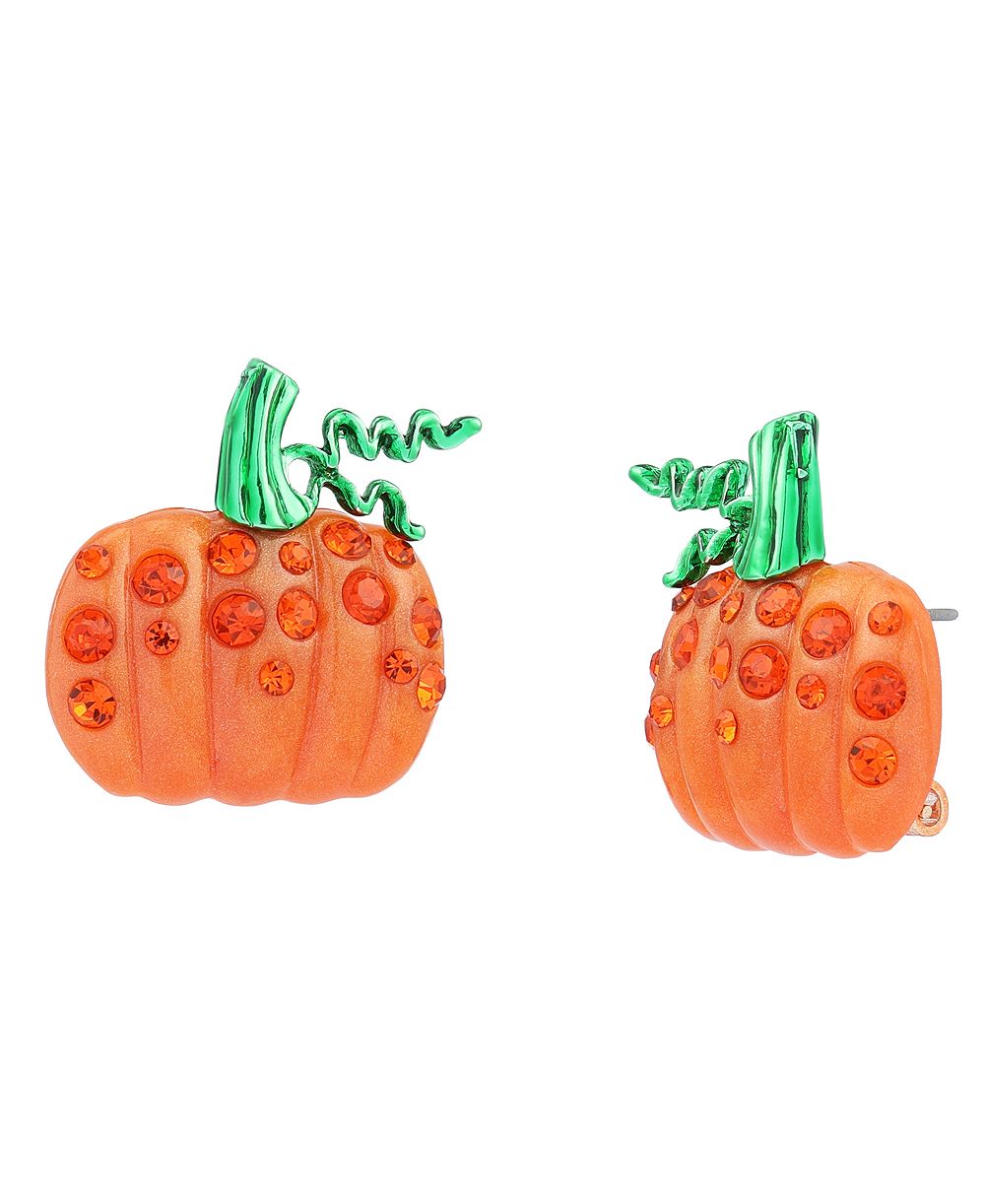 Betsey Johnson серьги-гвоздики Halloween Pumpkin из искусственного камня