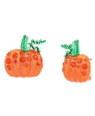 Betsey Johnson серьги-гвоздики Halloween Pumpkin из искусственного камня
