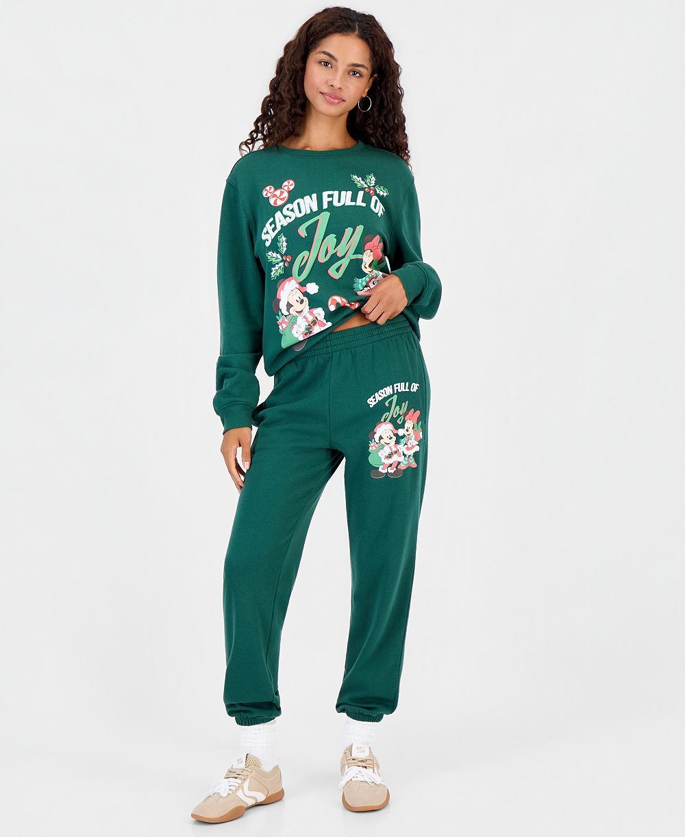 Disney Juniors' Mickey Xmas Holiday Fleece Joggers