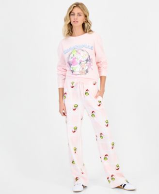 Hybrid Juniors' Grinch Xmas High-Rise Wide-Leg Pants