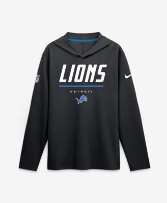 Мужская футболка Nike Black Detroit Lions Sideline Lightweight Long Sleeve Hooded Dri-FIT