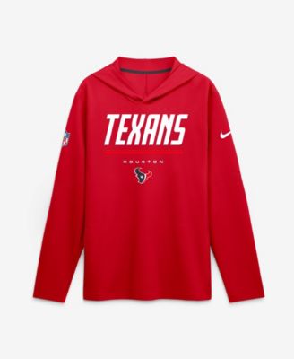 Nike Men's Red Houston Texans Sideline Lightweight Long Sleeve Hooded Dri-FIT T-Shirt