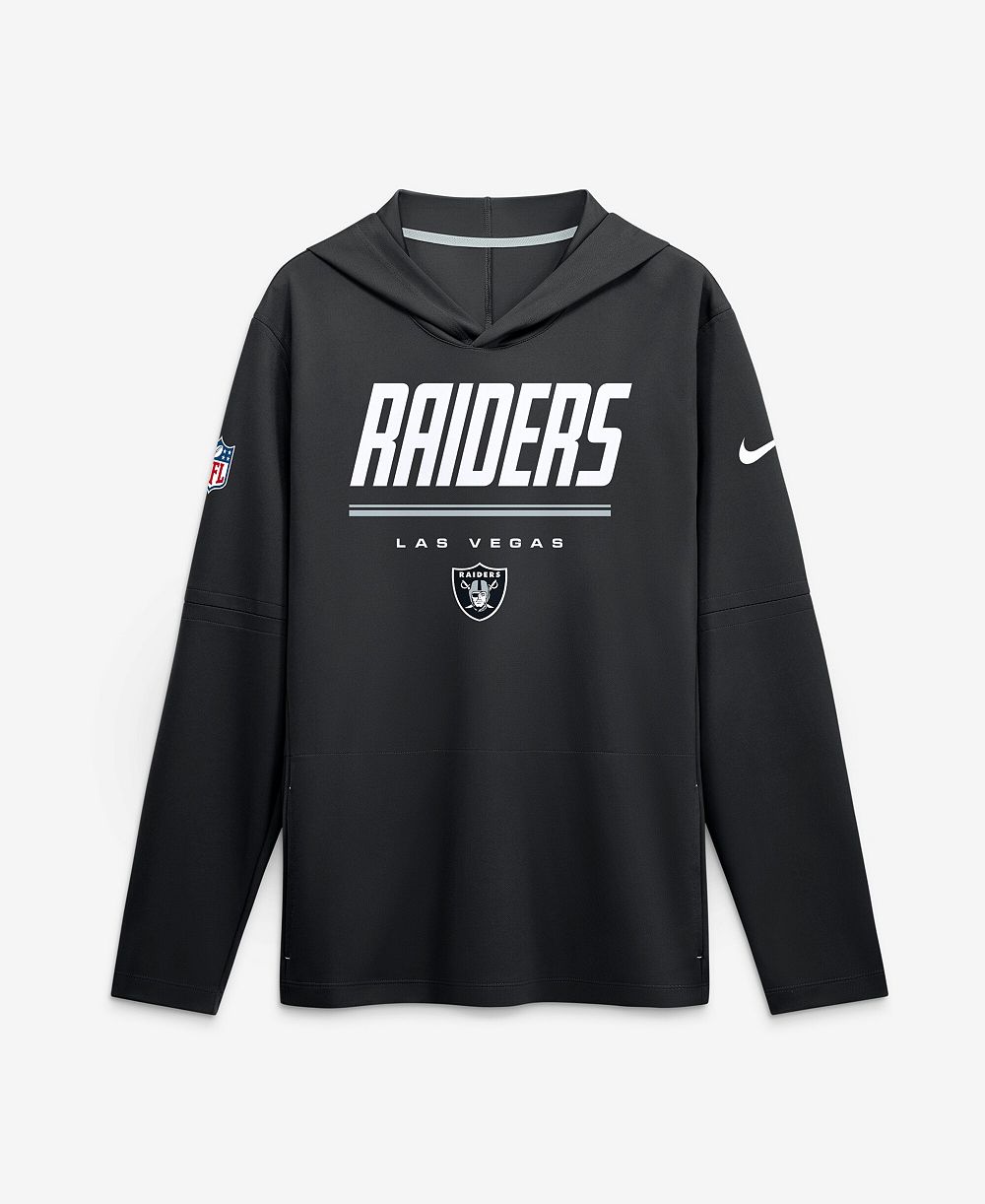 Nike Men's Black Las Vegas Raiders Sideline Lightweight Long Sleeve Hooded Dri-FIT T-Shirt