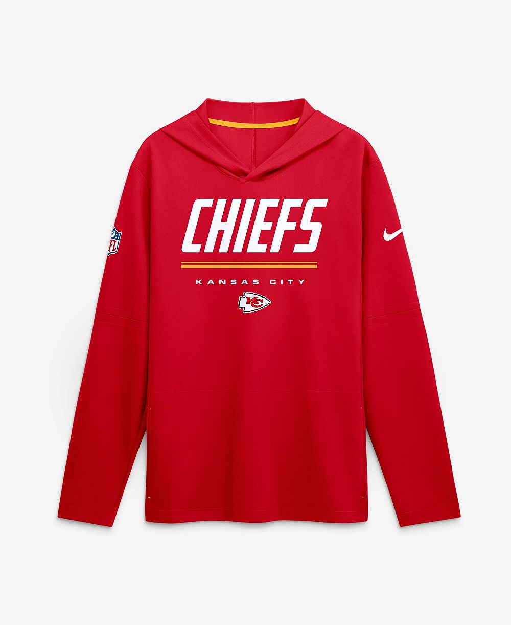 Nike Мужская футболка Dri-FIT с капюшоном и длинным рукавом Kansas City Chiefs