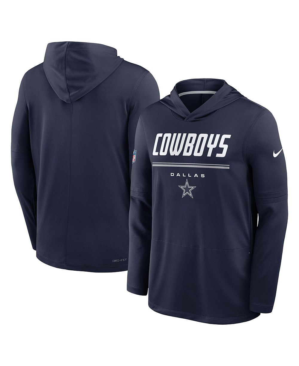 Nike Men's Navy Dallas Cowboys Sideline Lightweight Long Sleeve Hooded Dri-FIT T-Shirt