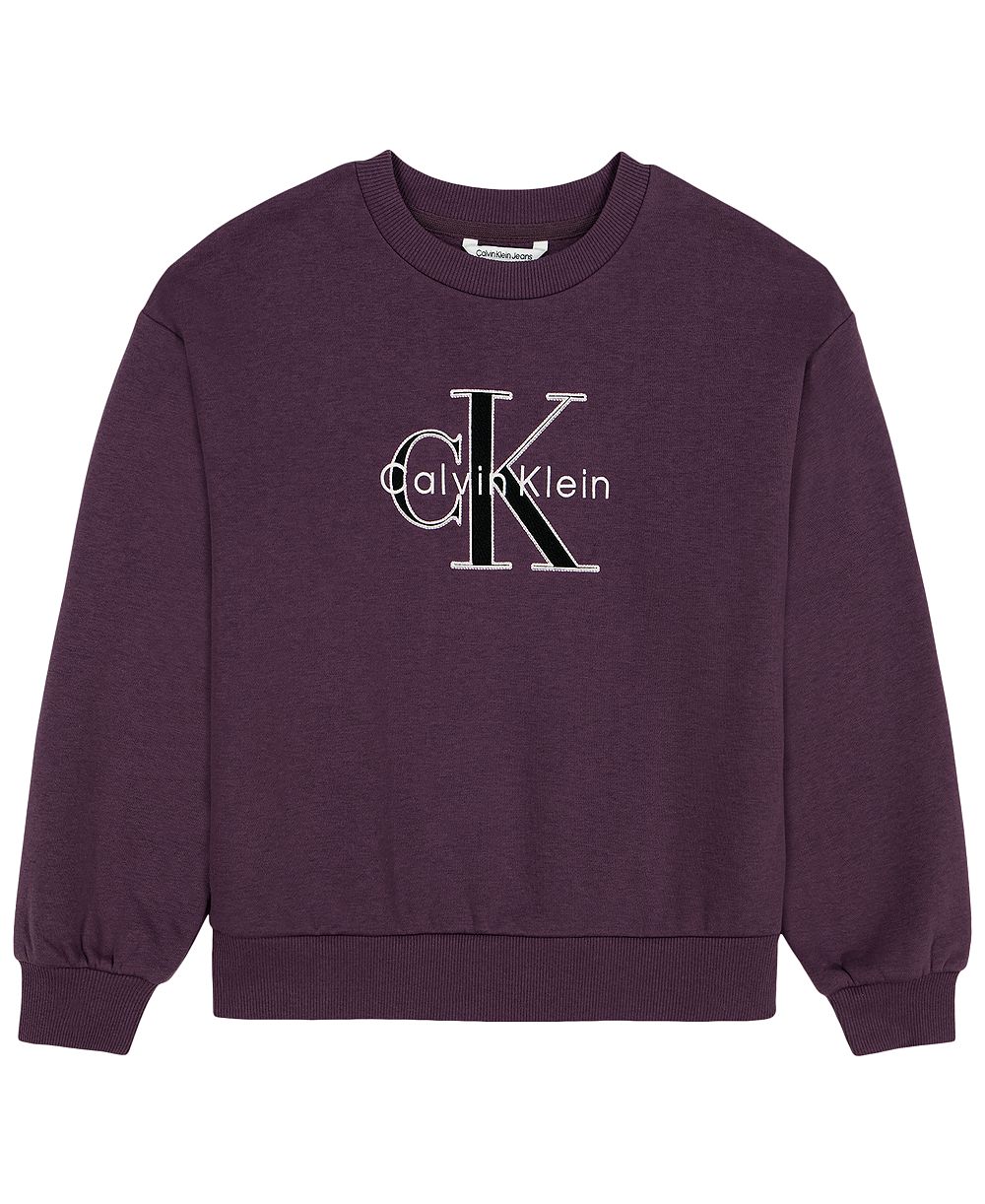 Calvin Klein детский флисовый свитшот с круглым вырезом и спущенным плечом, размер 7-16
