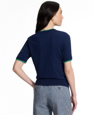 Lands' End Women's Drifter Lite Double Trim Tee Sweater