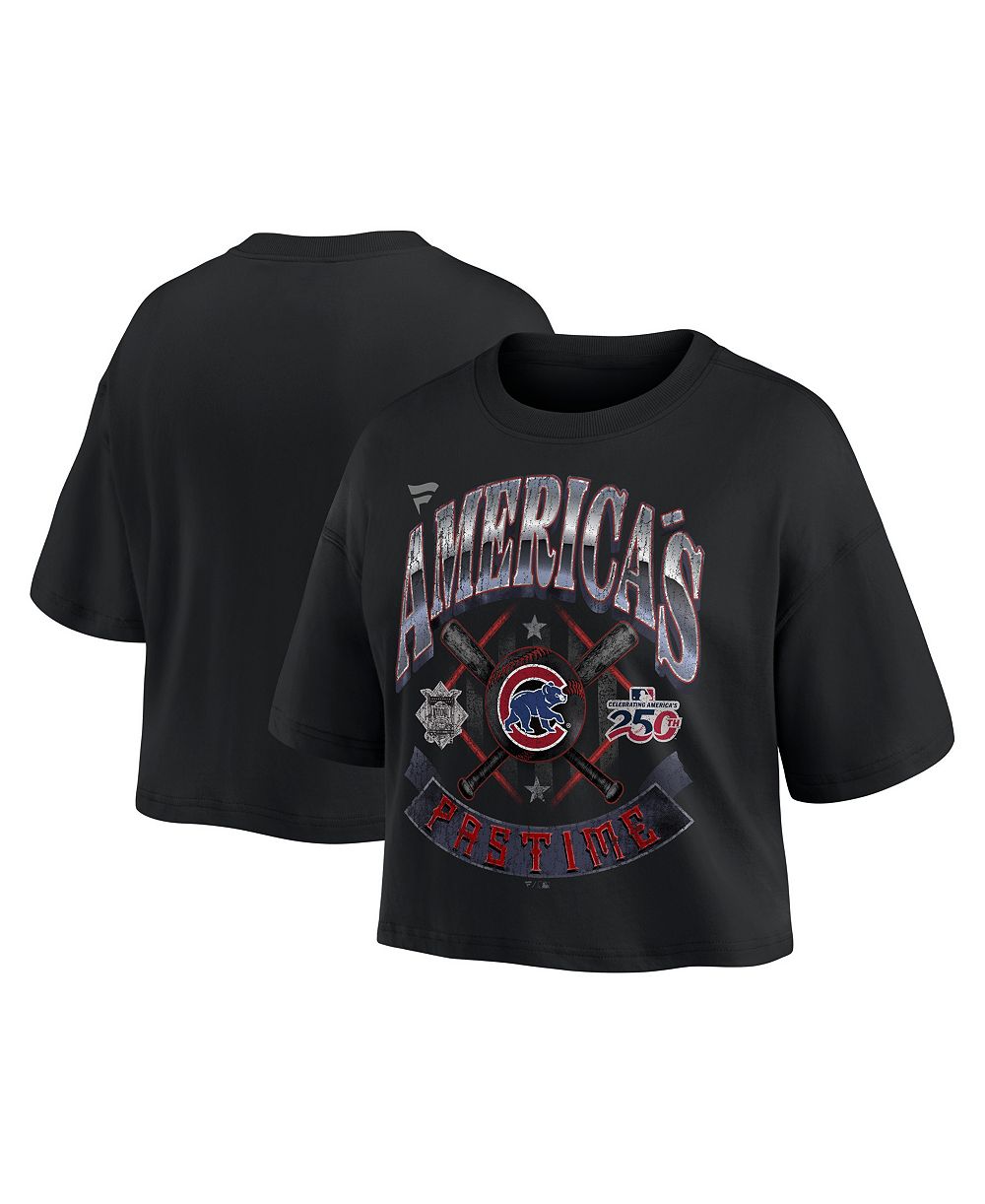 Женская футболка Fanatics Black Chicago Cubs Americana Crop