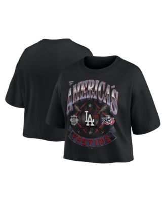 Fanatics Women's Black Los Angeles Dodgers Americana Crop T-Shirt