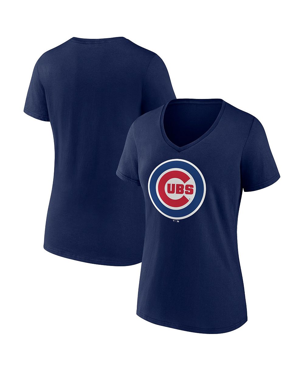 Женская футболка Logo Athletic Navy Chicago Cubs V-Neck