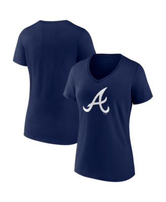 Logo Athletic Women's Navy Atlanta Braves V-Neck T-Shirt