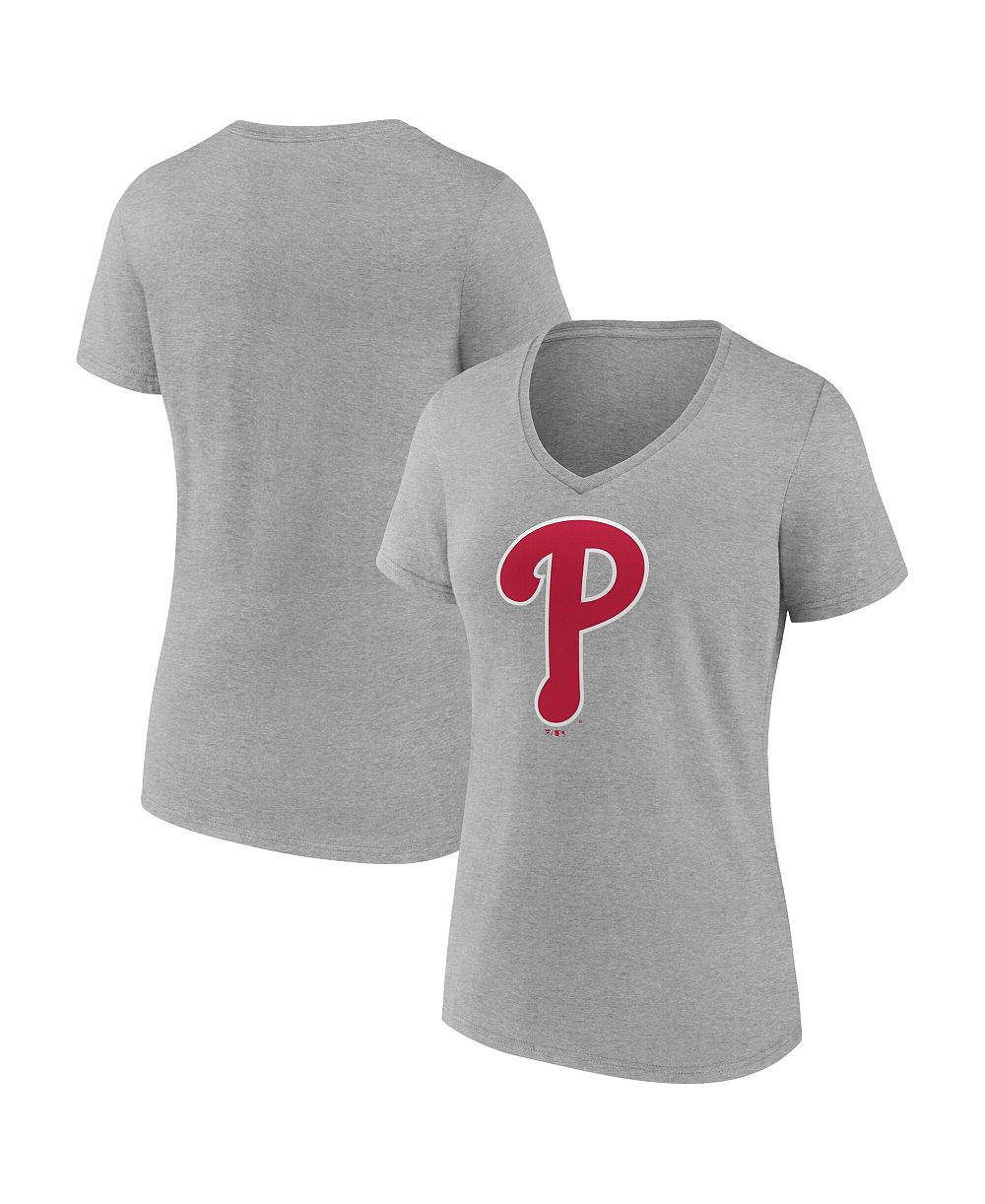 Женская футболка Logo Athletic Gray Philadelphia Phillies V-Neck