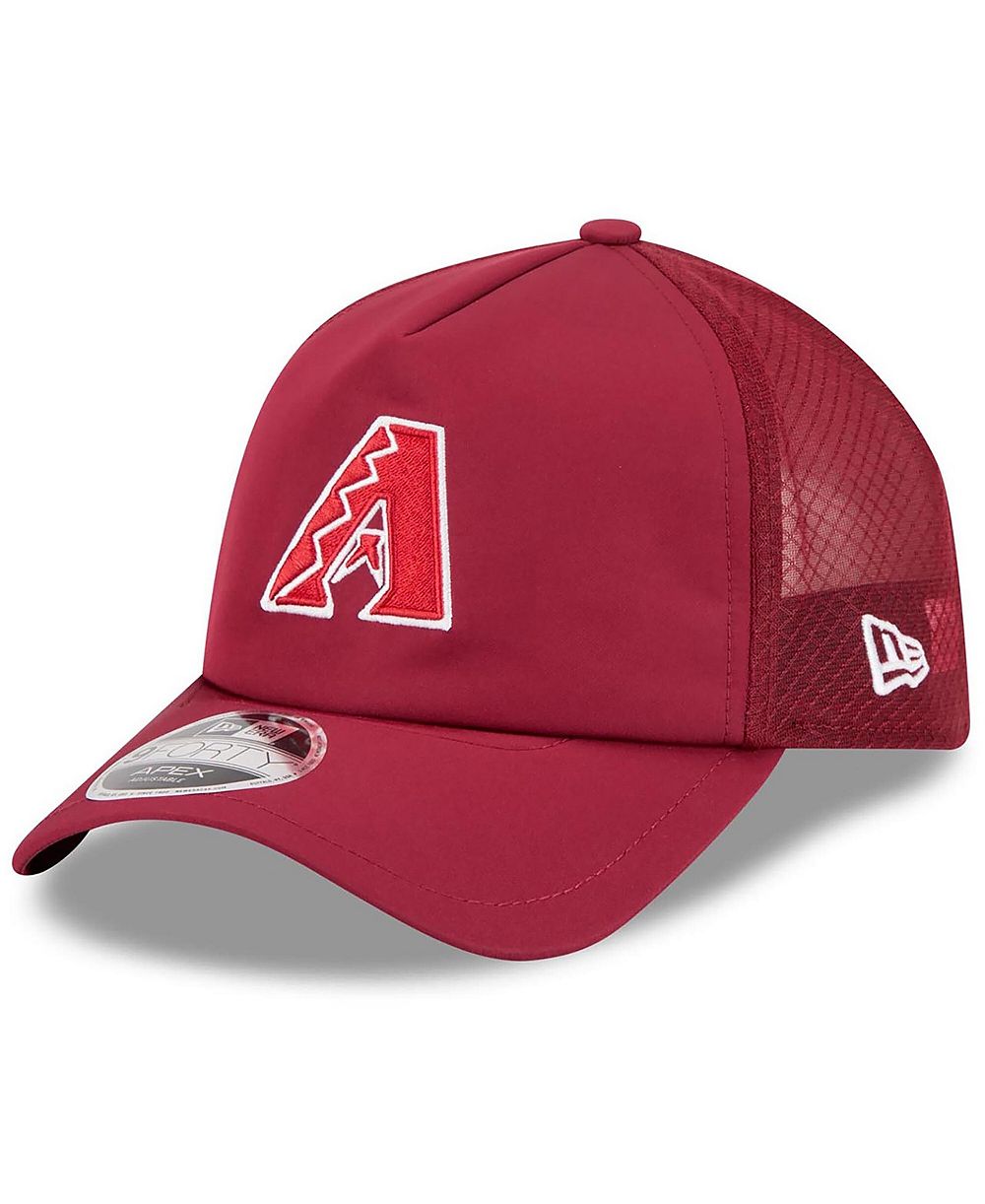 Мужская кепка New Era Dark Red Arizona Diamondbacks 2026 Batting Practice Apex 9FORTY Adjustable Trucker Hat