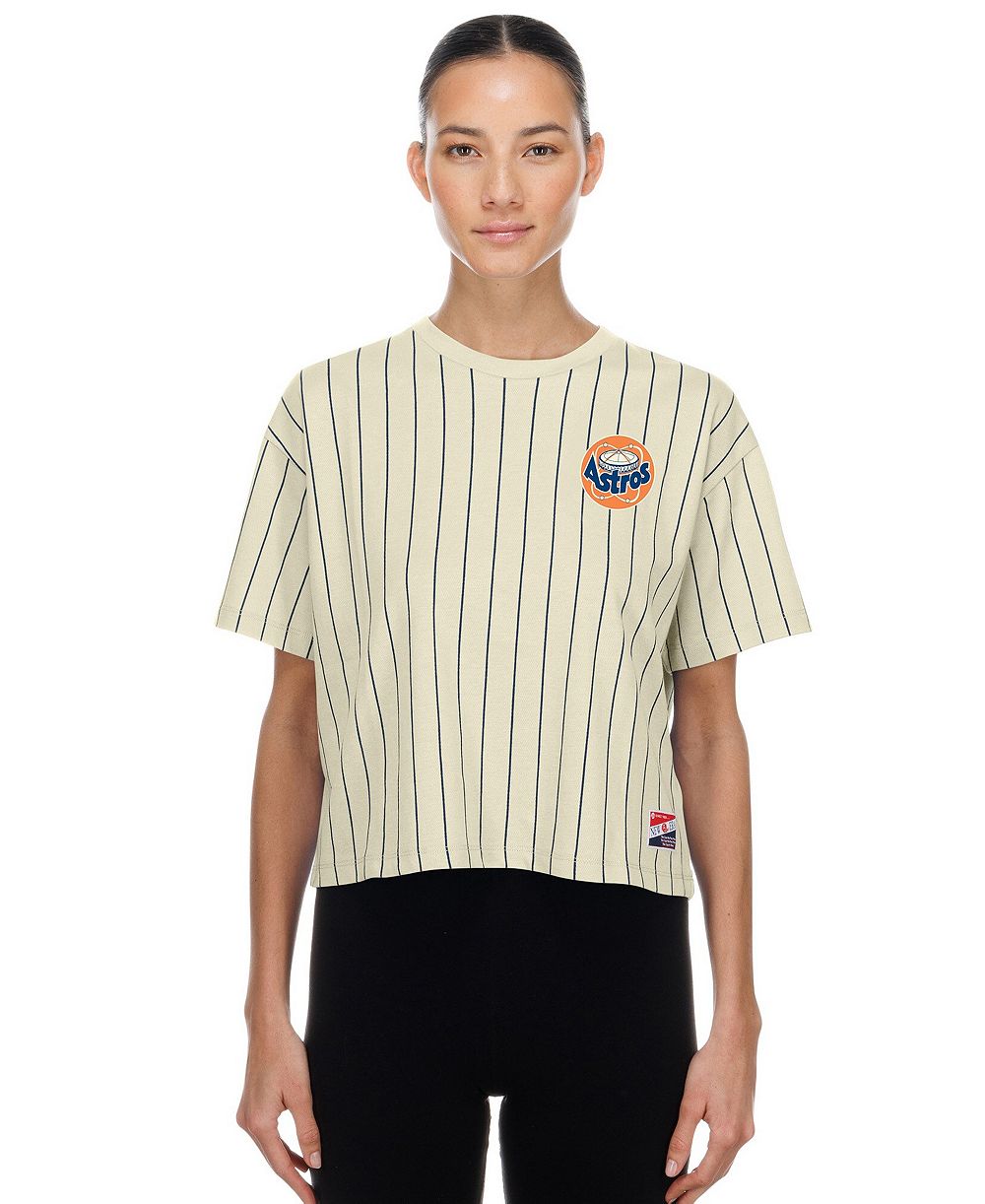 New Era Женская кремовая футболка New Era Houston Astros Throwback Boxy