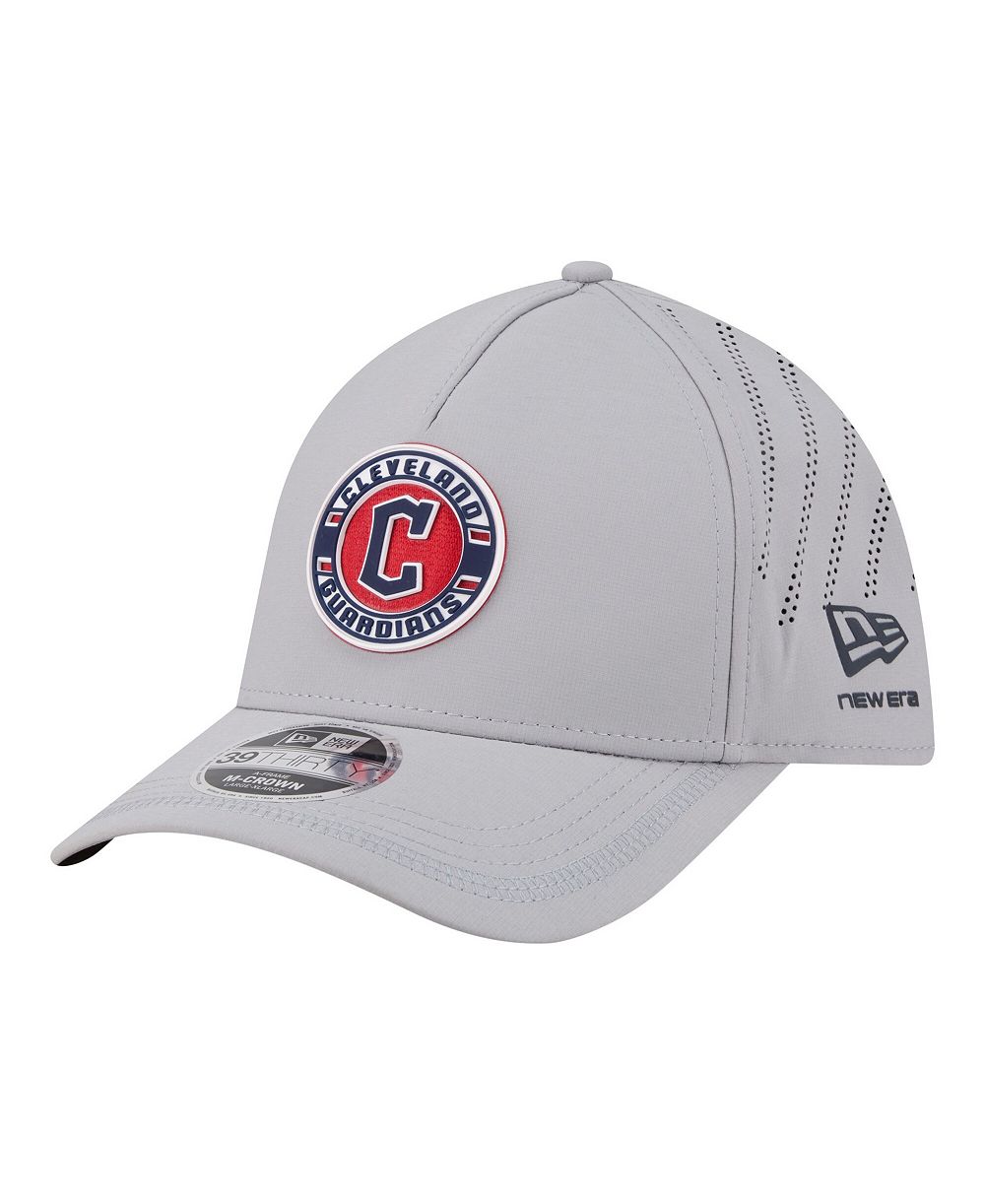 New Era Men's Gray Cleveland Guardians Patch 39THIRTY A-Frame M-Crown Perforated Flex Hat