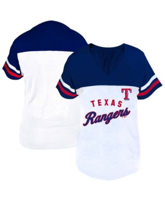 Fanatics Women's Profile White/Royal Texas Rangers Plus Size Two-Stripe V-Neck T-Shirt