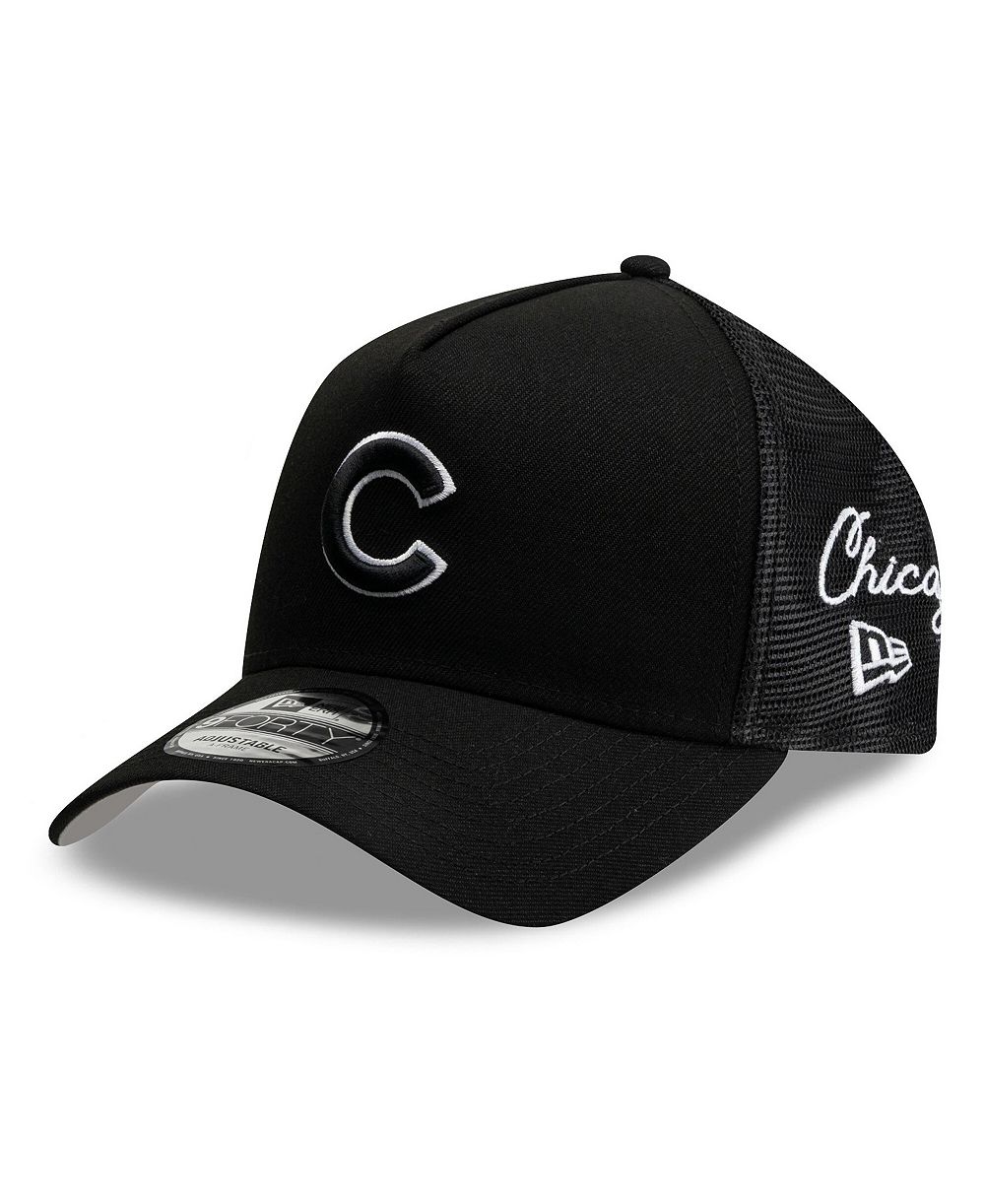 Мужская кепка New Era Black Chicago Cubs Side Script 9FORTY A-Frame Trucker