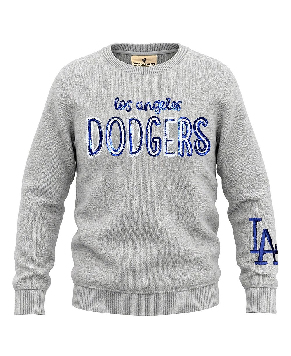 Soft As A Grape свитшот для девочек Los Angeles Dodgers Nantucket Sequin Fleece, серый меланж