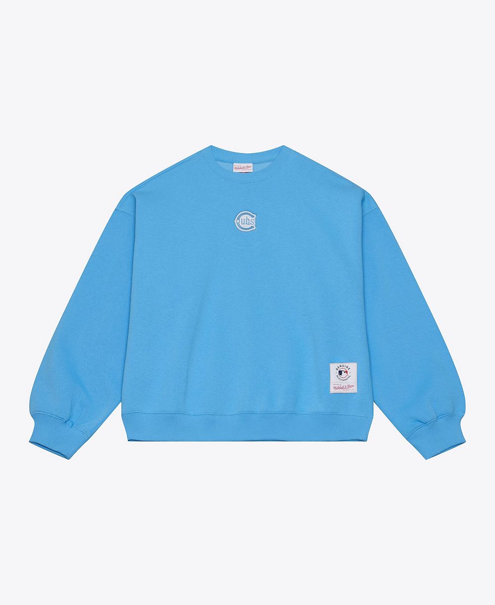 Мужское свитшот Mitchell & Ness Light Blue Chicago Cubs Insignia Fleece