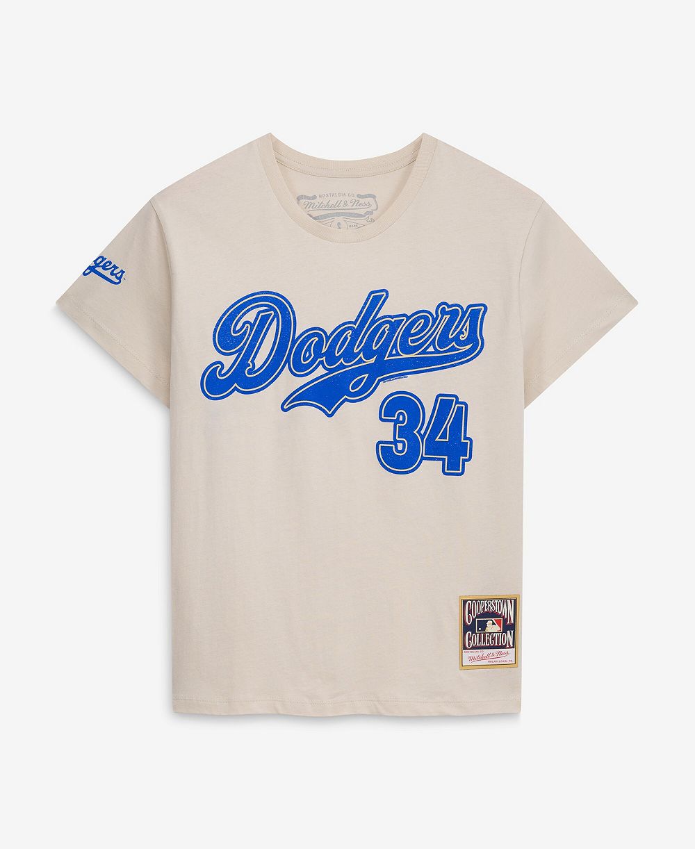 Mitchell & Ness Women's Fernando Valenzuela Cream Los Angeles Dodgers Cooperstown Name & Number Throwback T-Shirt