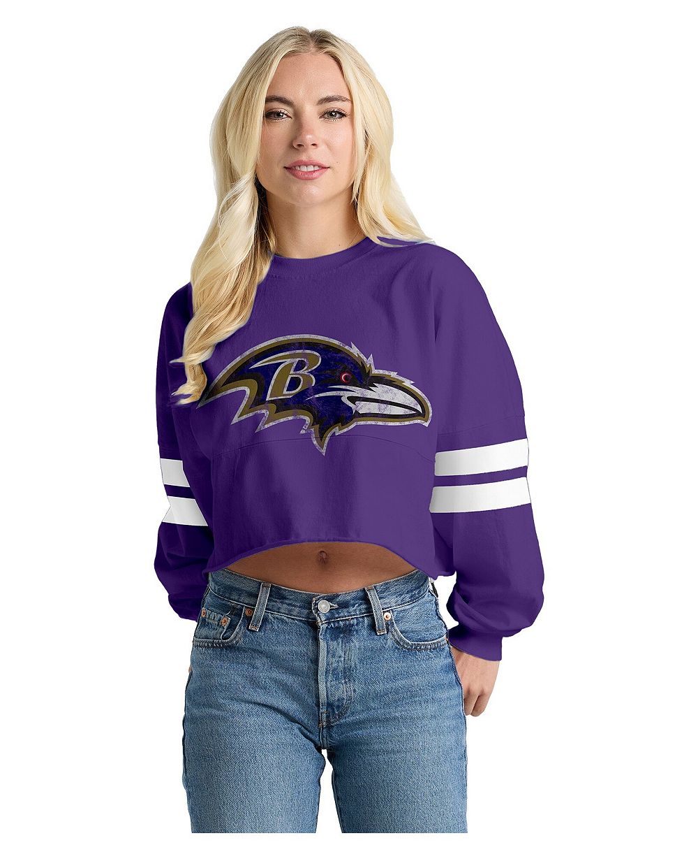 Spirit Jersey Женская укороченная футболка в полоску с длинным рукавом Baltimore Ravens