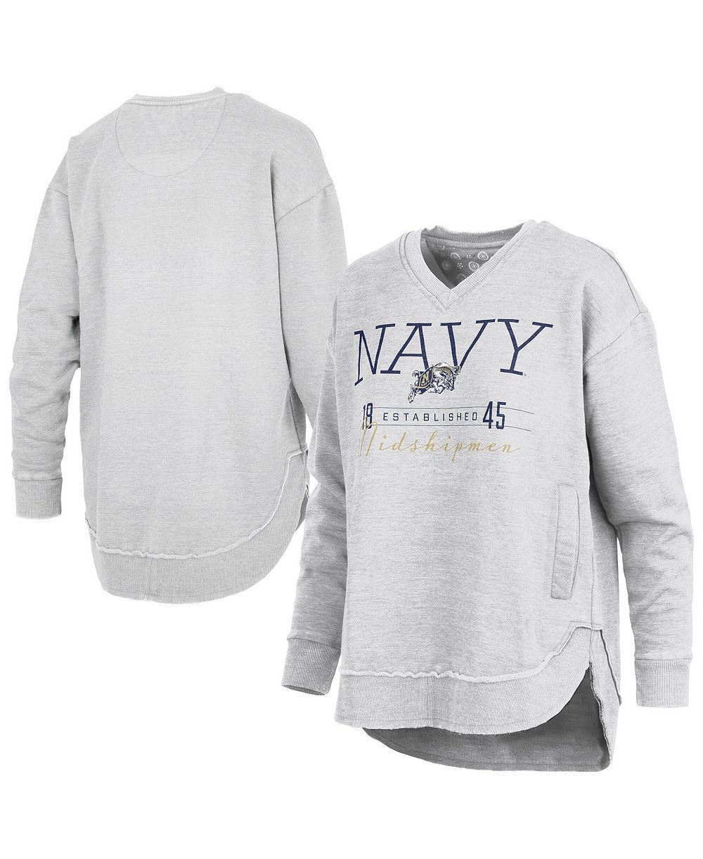 Женская толстовка Pressbox Midshipmen Marcus East Hall Poncho V-Neck Heather Gray Navy
