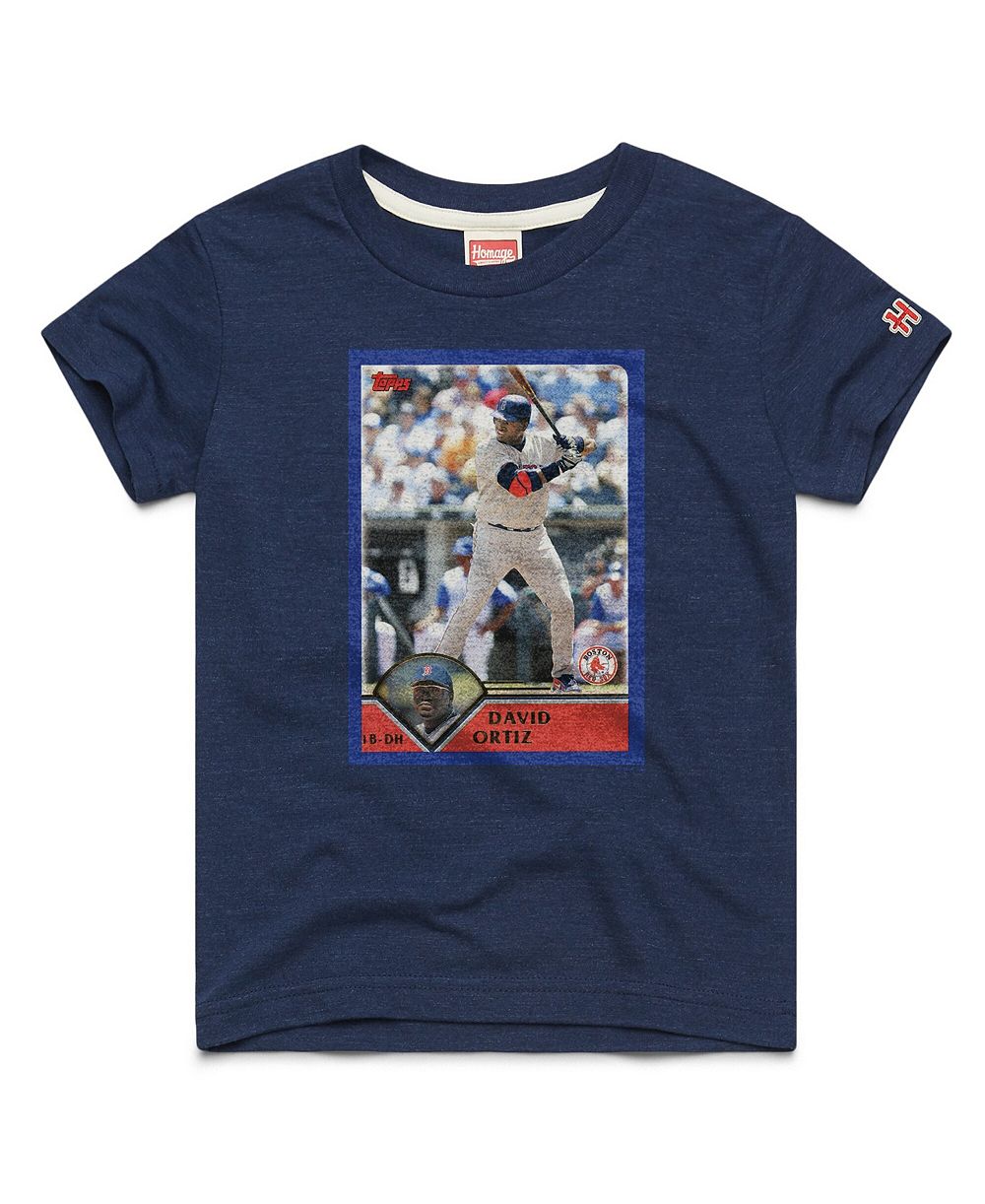 Homage футболка Tri-Blend David Ortiz Navy Boston Red Sox Topps Baseball Card