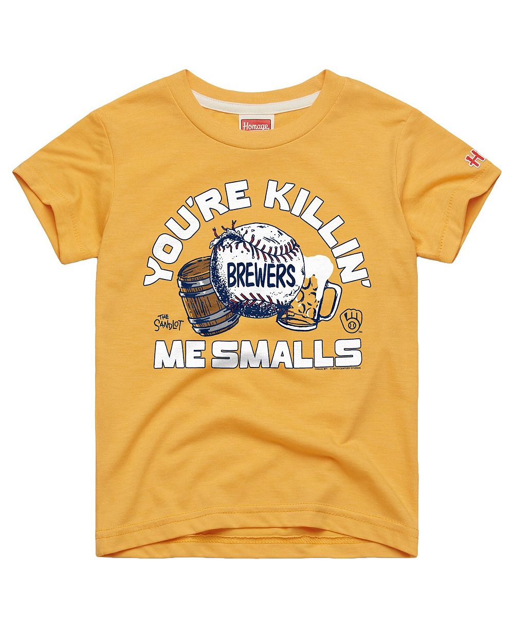 Homage футболка Milwaukee Brewers x The Sandlot Tri-Blend, для мальчиков и девочек, золотая