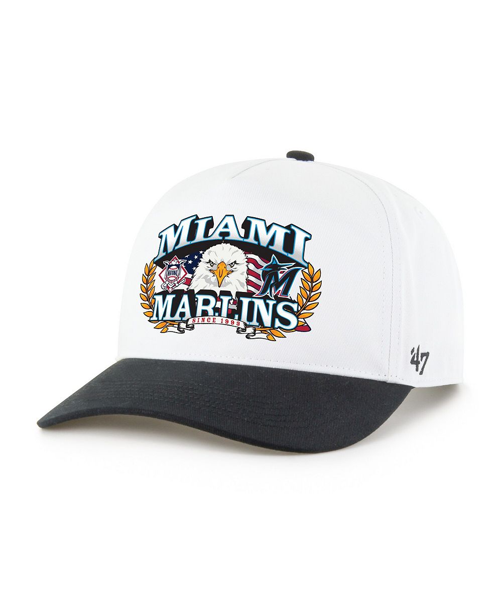 Мужская кепка '47 Brand White/Black Miami Marlins Americana Eagle Hitch Adjustable
