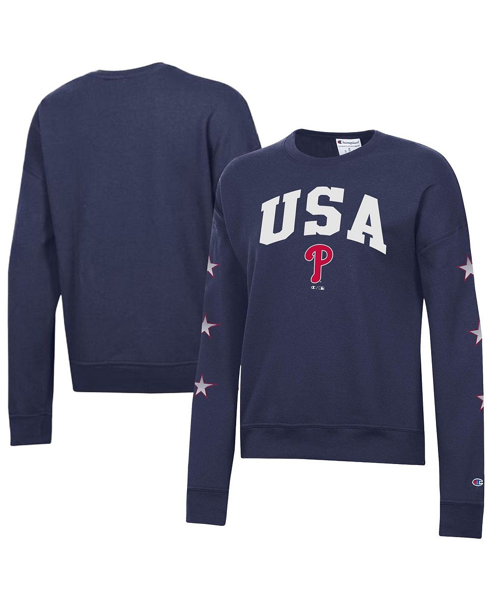 Женский свитшот Champion Navy Philadelphia Phillies Americana Fleece Crewneck
