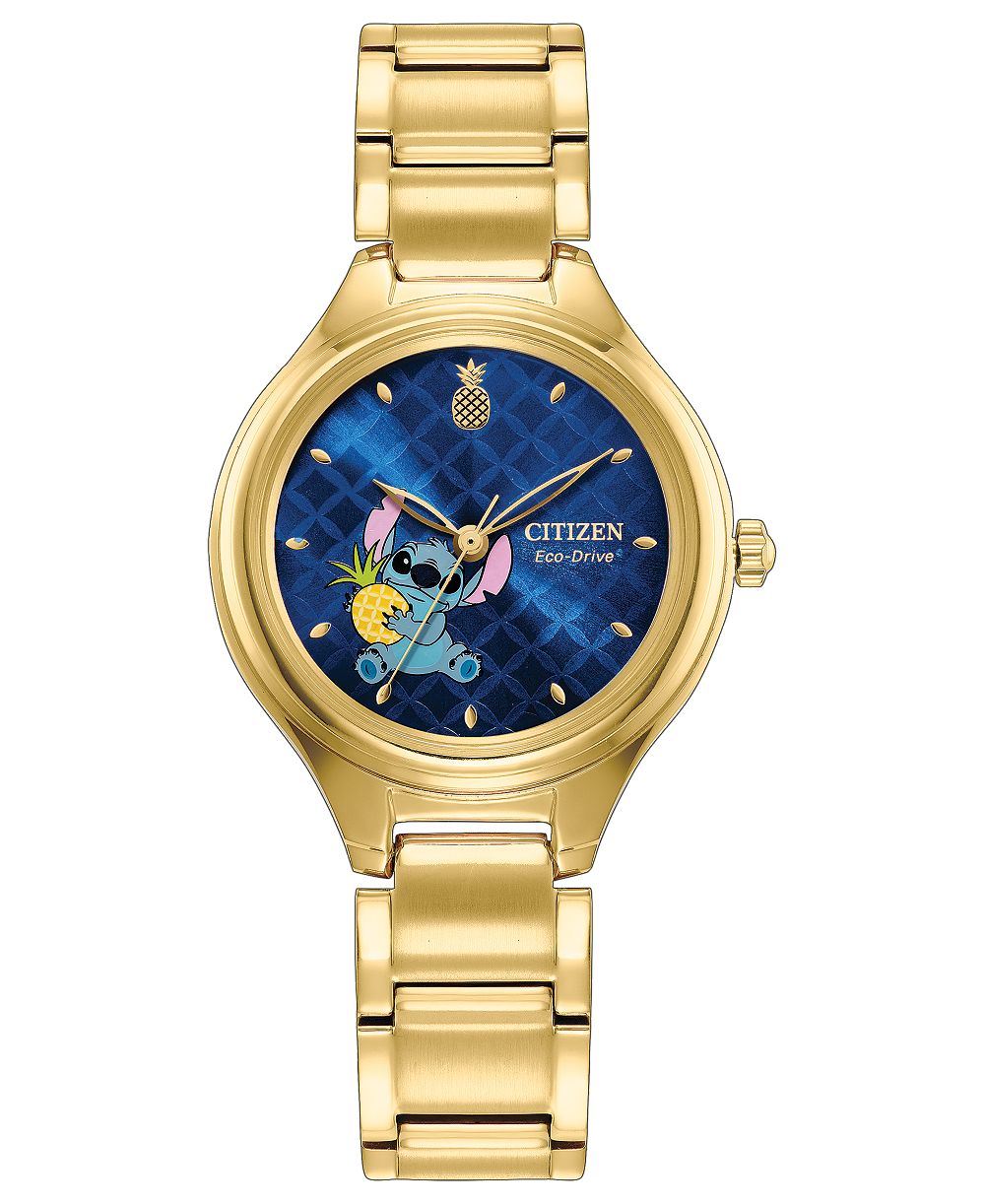 Часы Citizen Women's Disney Stich in Time Gold-Tone Stainless Steel Bracelet 29mm