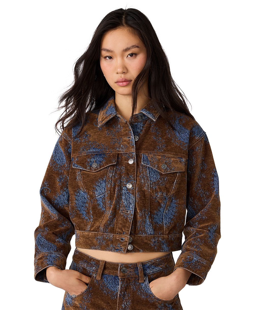 Steve Madden Women's Dove Cropped Corduroy Paisley Jacket