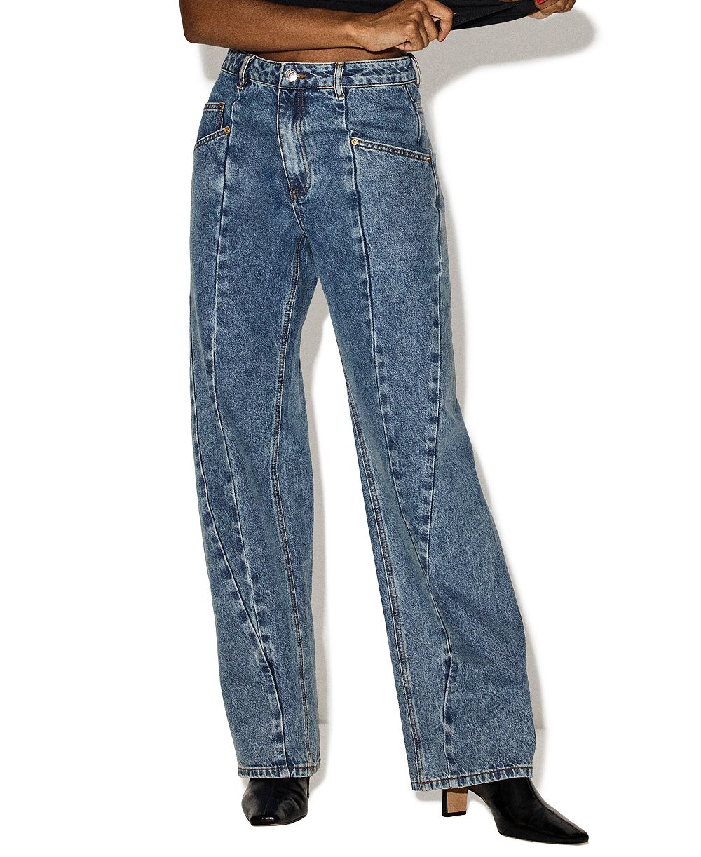 Steve Madden Women's Seamed Sydnee High-Rise Relaxed-Fit Twisted-Seam Detail Jeans