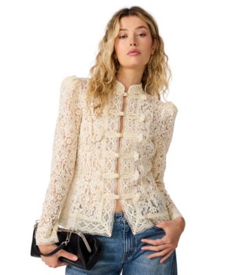 Steve Madden Women's Aberdeen Long-Sleeve Lace Blouse