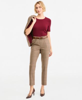 Tahari ASL Women's Glenn Plaid Straight-Leg Pants