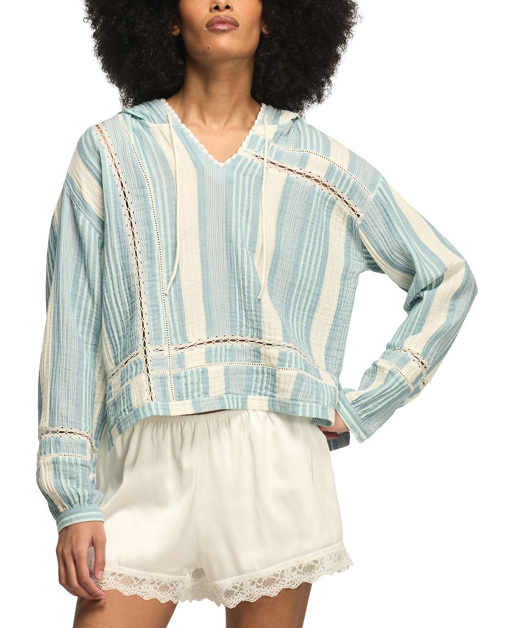 Lucky Brand Женское худи с кружевом и V-образным вырезом