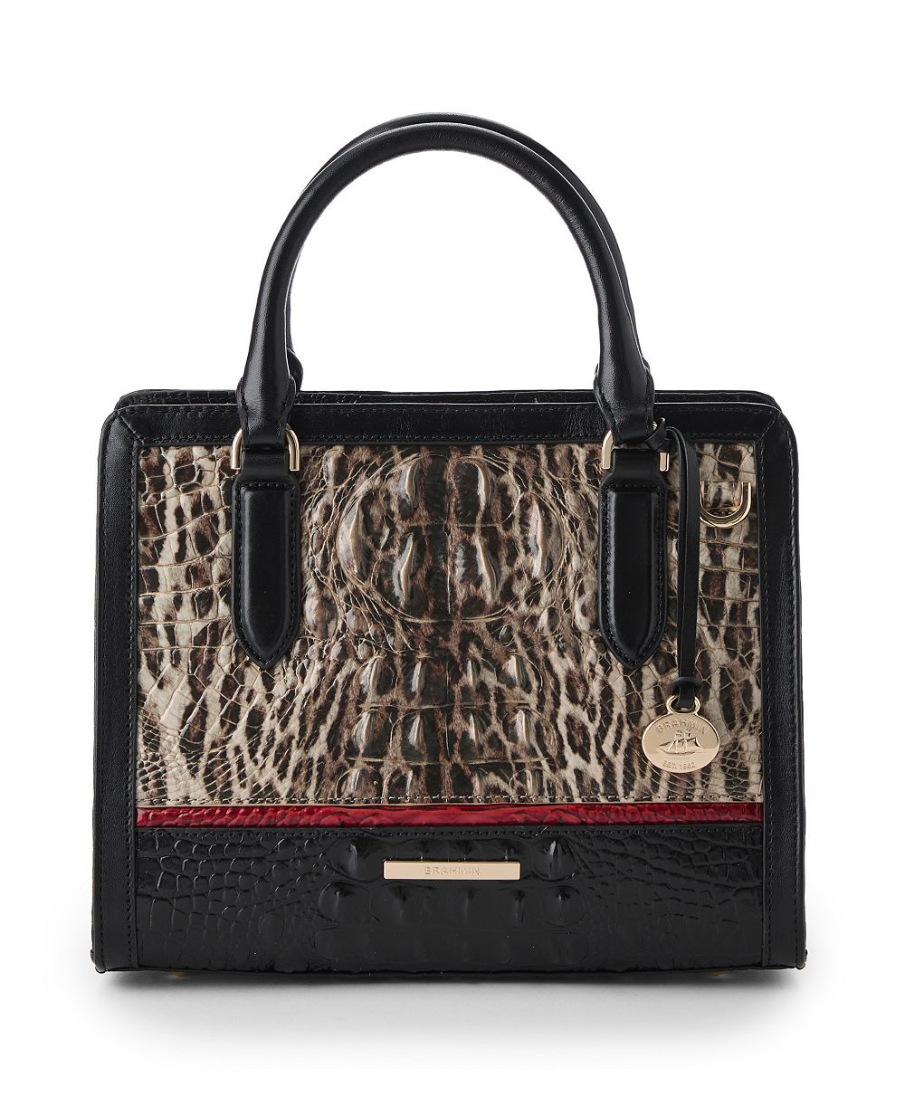 Brahmin Cami Calgary Leather Ocelot Small Satchel Bag