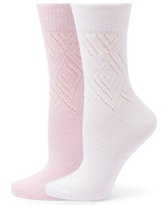 Hue Women's Pointelle Argyle Boot Socks, 2-Pack