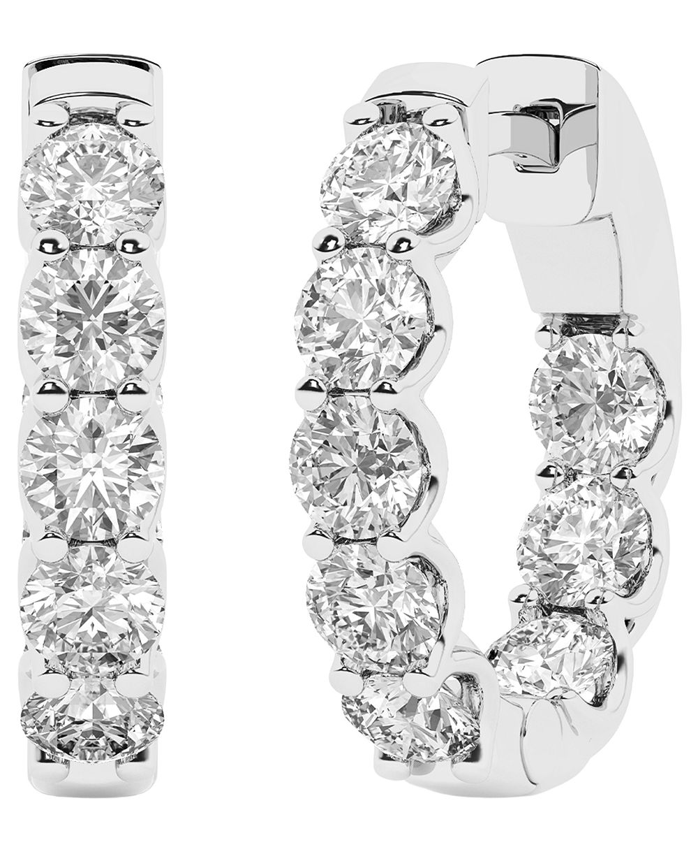 Серьги-кольца Forever Grown Diamonds с лабораторными бриллиантами (2 карата суммарно) из стерлингового серебра