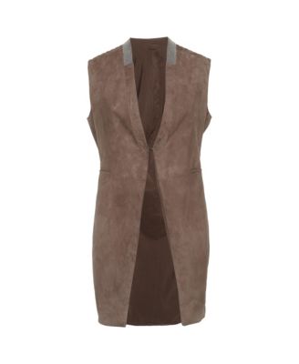 Pre-Owned Brunello Cucinelli Women's Suede Monili Long Vest