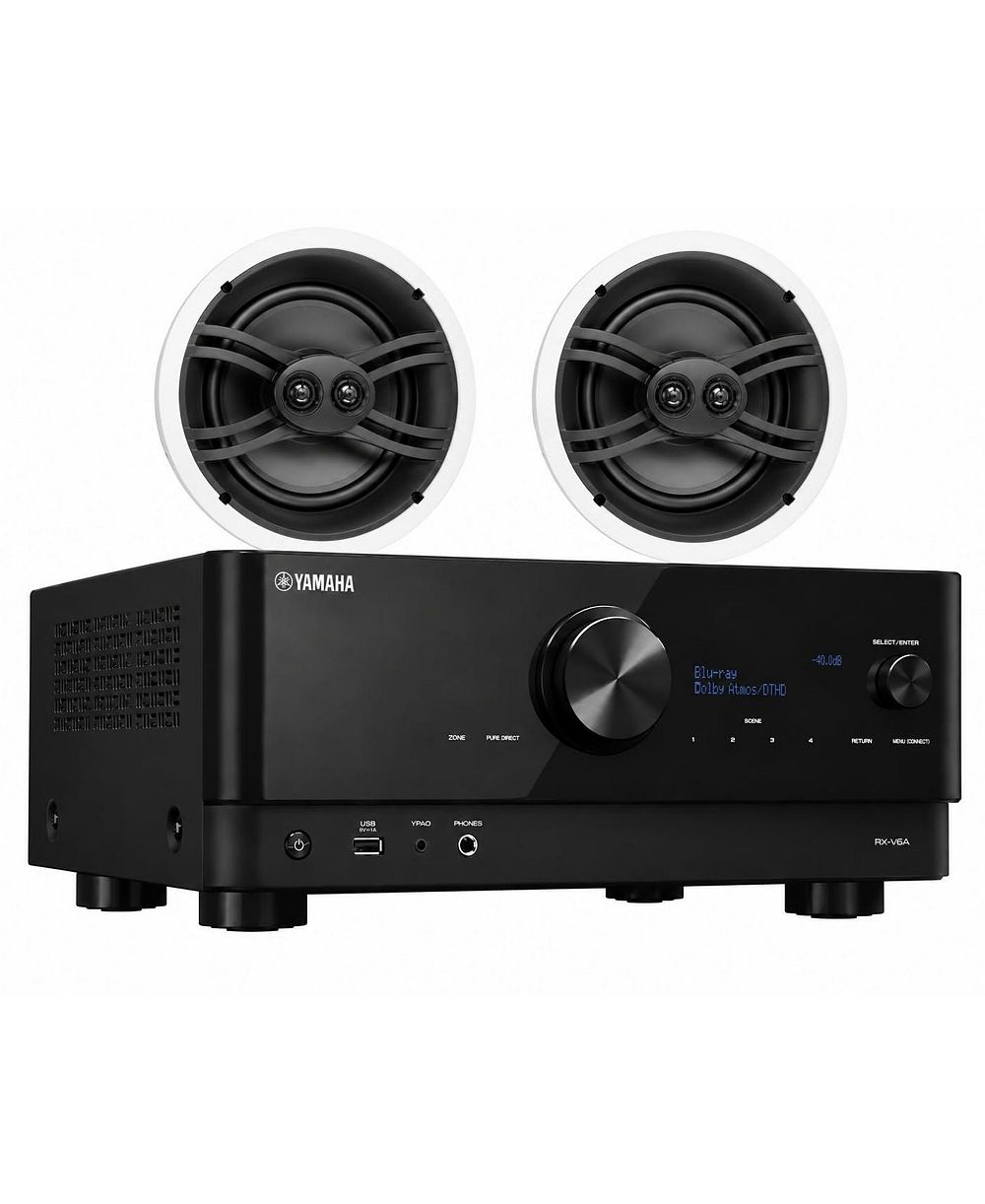Yamaha RX-V6A 7.2-Channel 100W HDMI 2.1 AV Receiver with In-Wall Speakers