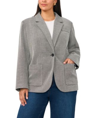Vince Camuto Plus Size Single-Button Mid-Length Stretch Blazer